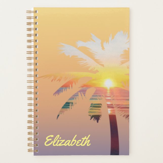 Agenda Plano personalizado de amanecer de árbol de palmas (Anverso)