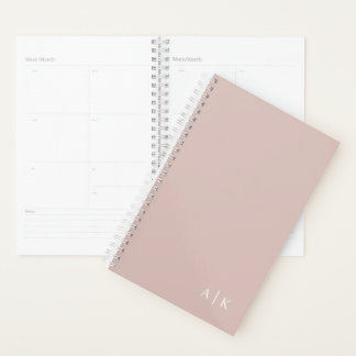 Agenda Plano simple de monograma - rosa pastel