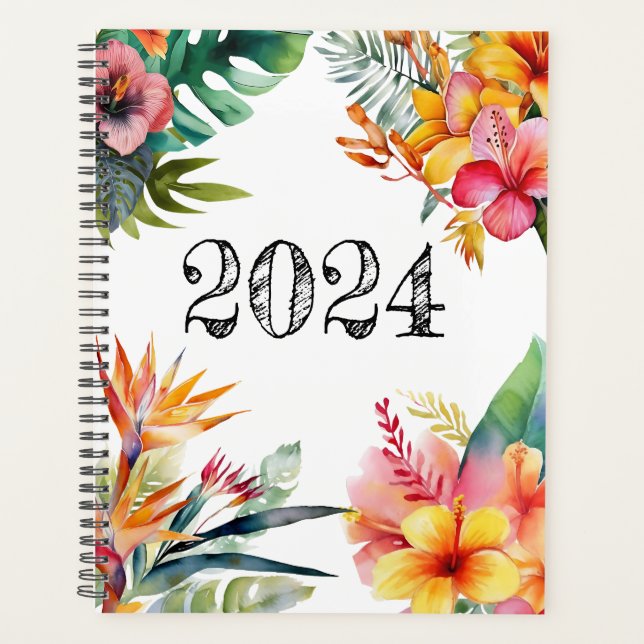Agenda Plantador de flores tropicales brillante y alegre (Anverso)