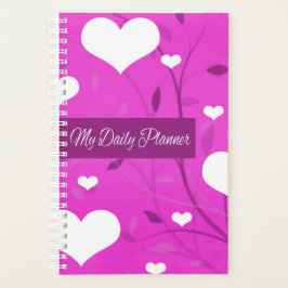 Agenda Plantador Diario Floral Violeta del Corazón Blanco