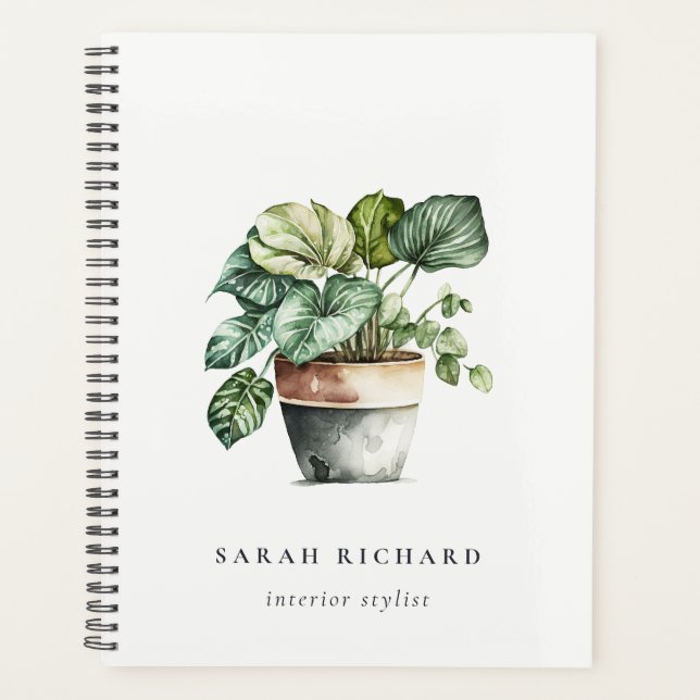 Agenda Plantas Potted Leafy House Watercolor Botánico (Anverso)