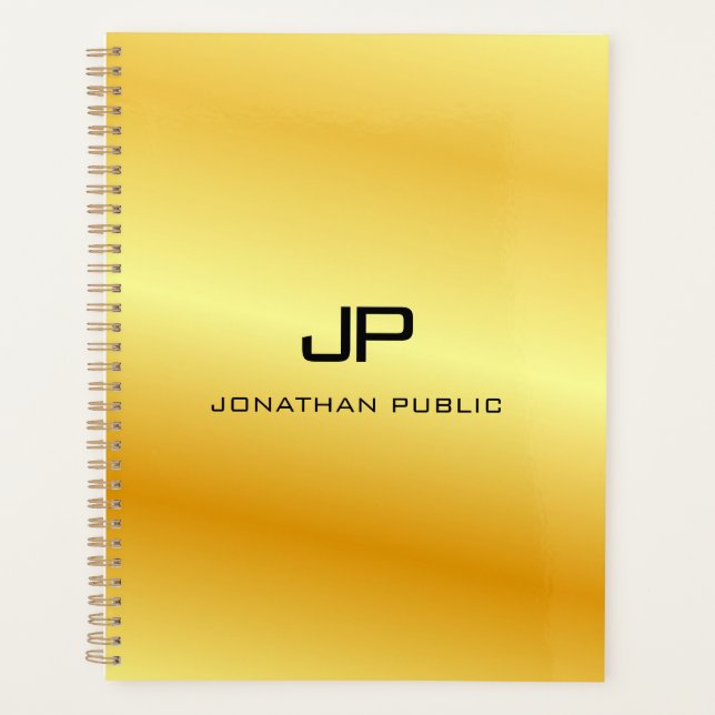 Agenda Plantilla de Monograma de Glamour con aspecto dora (Anverso)