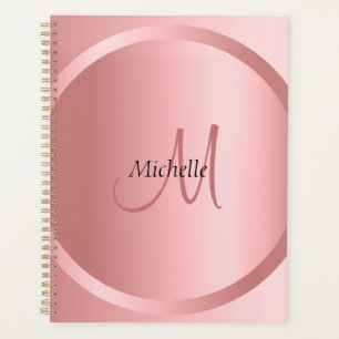 Agenda Plantilla moderna de monograma elegante de oro Ros