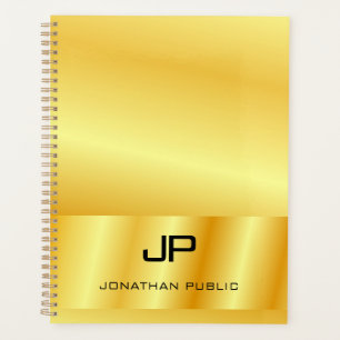 Agenda Plantilla Monogramada de Personalizado Faux Gold E