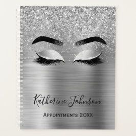 Agenda Plata Purpurina Salones de Belleza Metálica Lashes