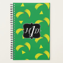 Agenda Plátanos Lindos Patrón Verde Amarillo Dibujado a M