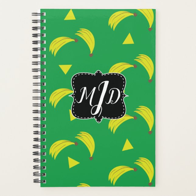 Agenda Plátanos Lindos Patrón Verde Amarillo Dibujado a M (Anverso)