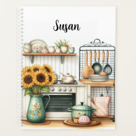 Agenda Platos de cocina retro y girasoles 