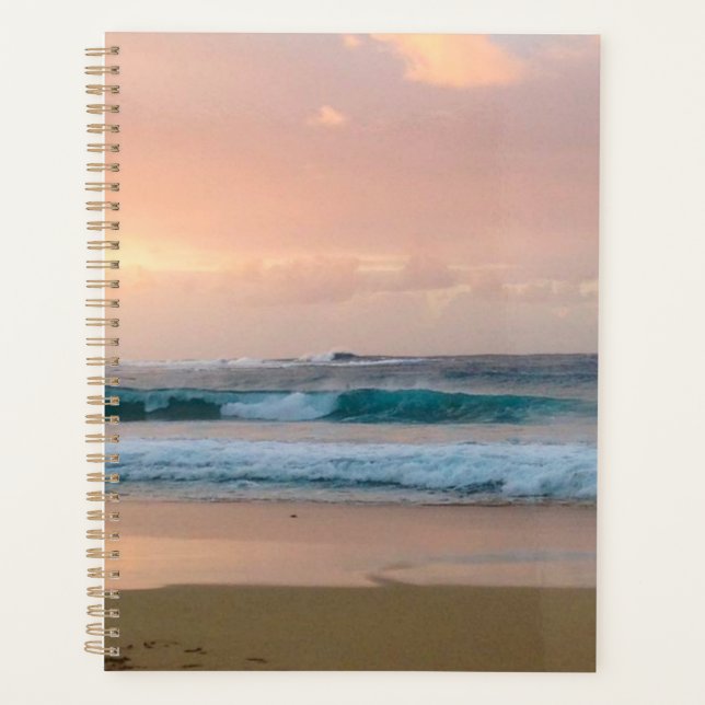 Agenda Playa del atardecer con océano (Anverso)
