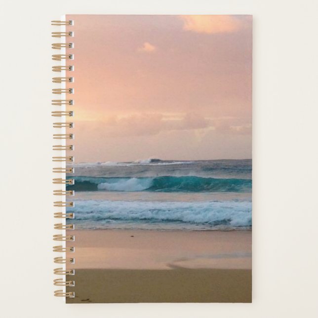 Agenda Playa del atardecer y océano  (Anverso)