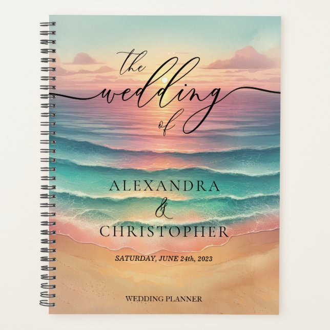 Agenda Playa del Océano Rosa Firma Verano Verde Sol Mono (Anverso)
