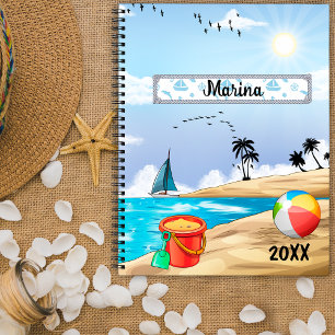 Agenda Playa tropical soleada con cielo azul personalizad