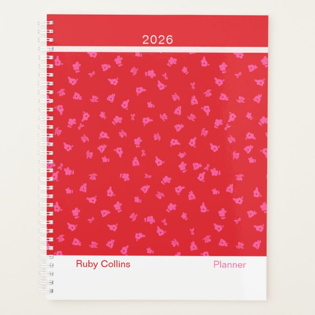 Agenda Playful Red Modern Floral (Anverso)