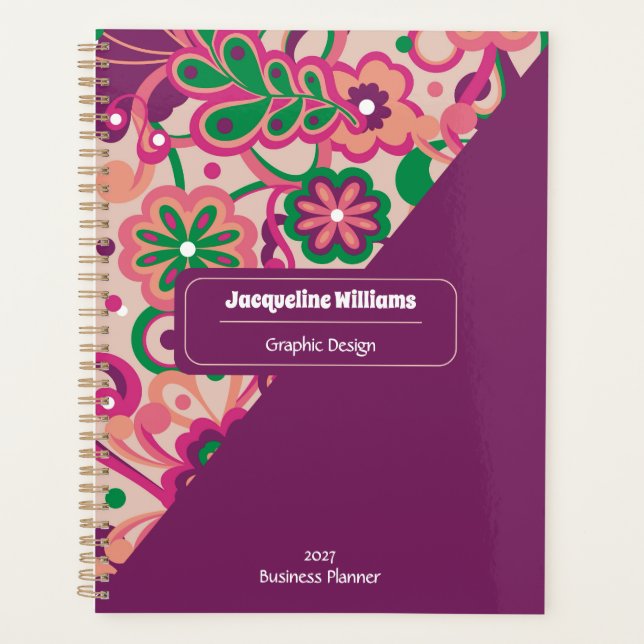 Agenda Plum Groovy Psychedelic 60s 70s Floral  (Anverso)