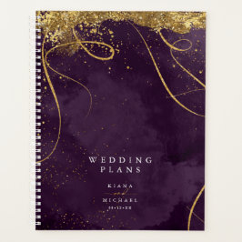 Agenda Plum ID867 del Boda de resumen de oro de líneas fi