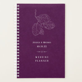 Agenda Pluma Purple Delicate Esbozo Elegante De Hojas