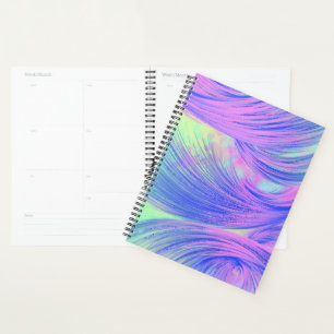 Agenda Plumas abstractas púrpura de estilo azul