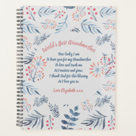 Agenda Poema de abuela Rosa Gris Azul personalizado