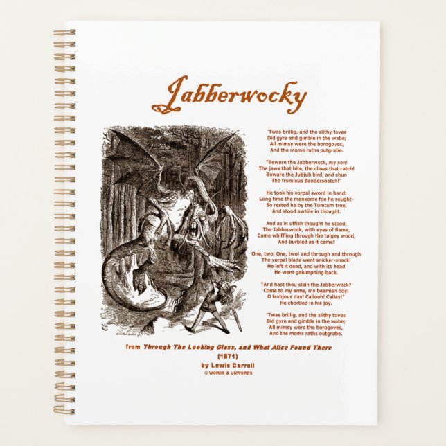 Agenda Poema de Jabberwocky de Lewis Carroll (Negro Adder (Anverso)