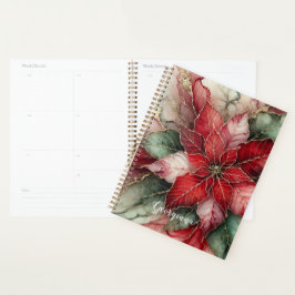 Agenda Poinsettia de tinta de alcohol floral festiva pers