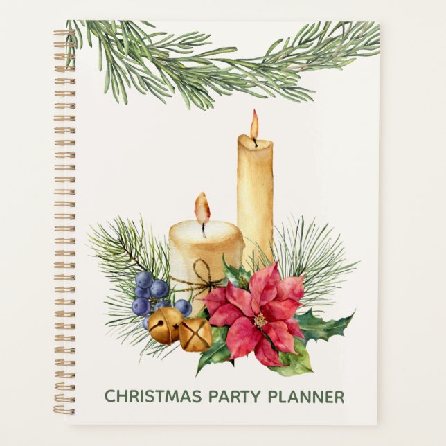Agenda Poinsettia, velas, pinos, campanas Navidades Fiest (Anverso)