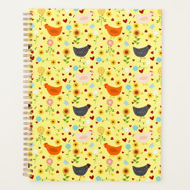 Agenda Pollos en el jardín con flores (Anverso)