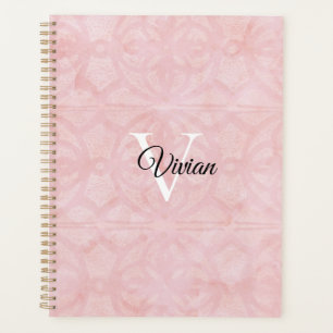 Agenda Polvo Batik Rosa Elegante Nombre Monograma