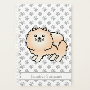 Agenda Pomerania crema perro de dibujos animados lindo &