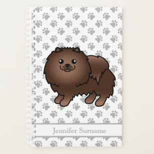 Agenda Pomerania marrón, adorable perro de dibujos animad
