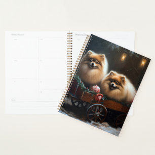 Agenda Pomerania Nieve Trineo Decoración Navidad
