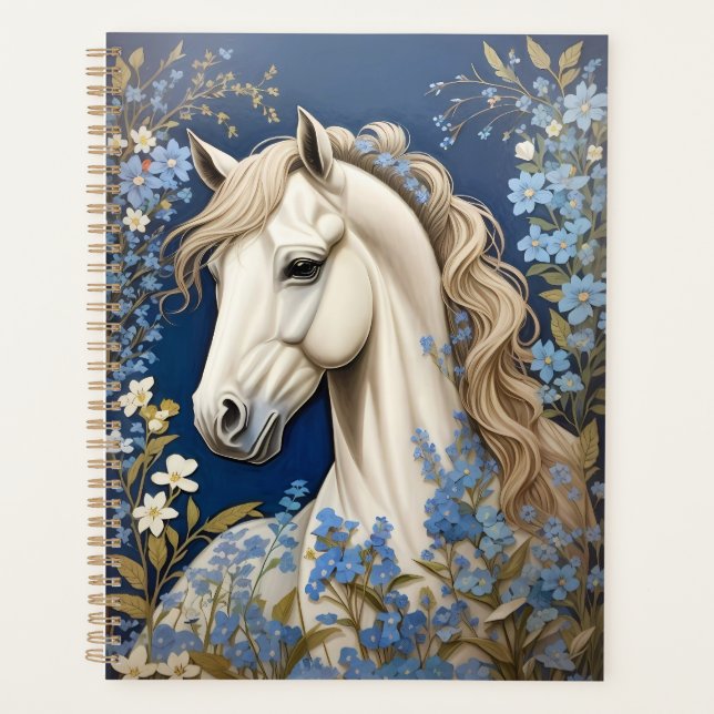 Agenda Pony Blanco Elegante Y Olvidadme-Nots (Anverso)