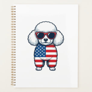 Agenda Poodle Patriótico con Gafas de Sol Diseño Vectoria