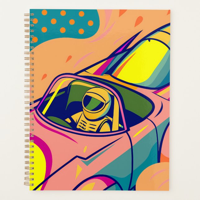Agenda Pop Art Astronaut Driving Rocket Car (Anverso)