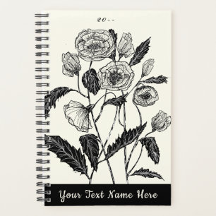 Agenda Poppies Planner Personalizado Color y año de texto