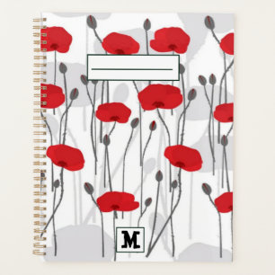 Agenda Poppy flower gift botanical pretty monogram
