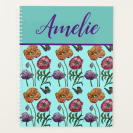 Agenda Poppy Poppies Red Shabby Chic Aqua Florales
