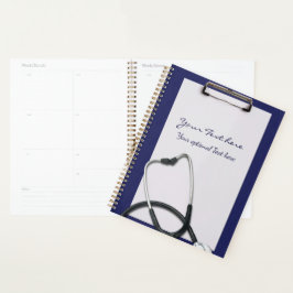 Agenda Portapapeles médico azul con Stethoscope