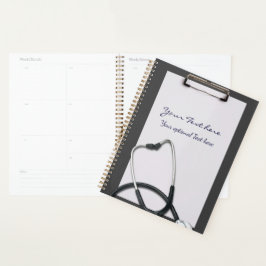 Agenda Portapapeles médico gris con Stethoscope