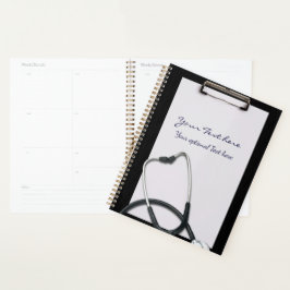 Agenda Portapapeles médico negro con estetioscopio