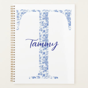 Agenda Portátil monograma de toile azul de Moda personali