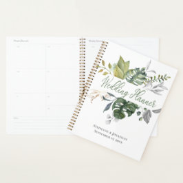 Agenda Portátil Planner de Boda Floral Azul y Verde