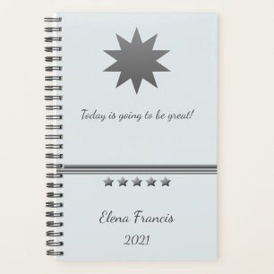 Agenda Portátil profesional de texto plateado de 5 estrel