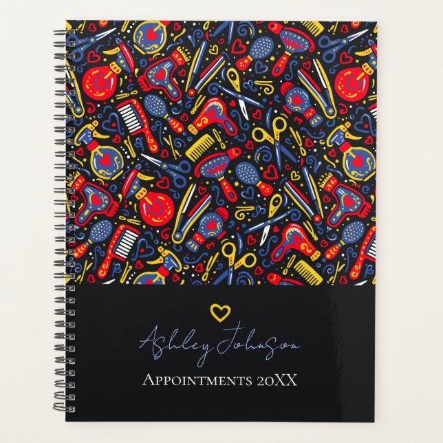 Agenda Portuguese folk hair icons — black, red & blue (Anverso)