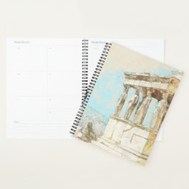 Agenda Postal de sketch de color vintage de grecia de Ate