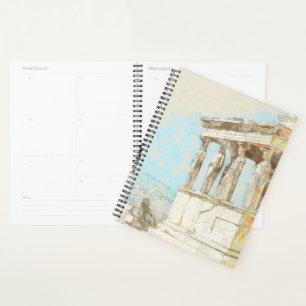 Agenda Postal de sketch de color vintage de grecia de Ate