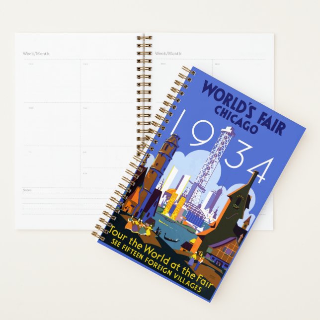 Agenda Poster de la Feria Mundial de Chicago 1934 (Demostración)