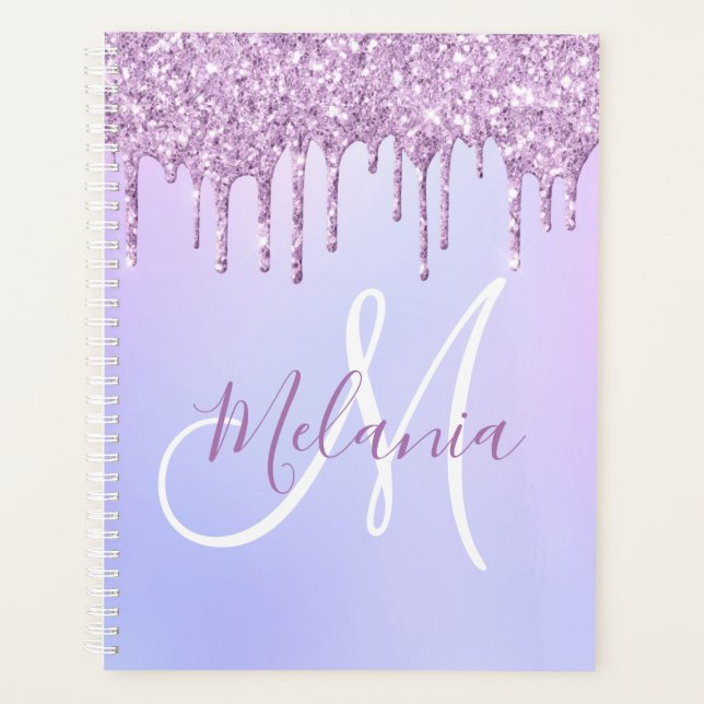 Agenda Pour de lavanda de goteo púrpura metálica personal (Anverso)