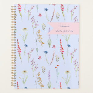 Agenda Pradera de Flores Silvestres Azul Personalizado