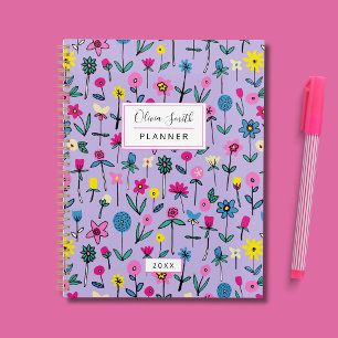 Agenda Pradera floral de flores silvestres dibujadas a ma