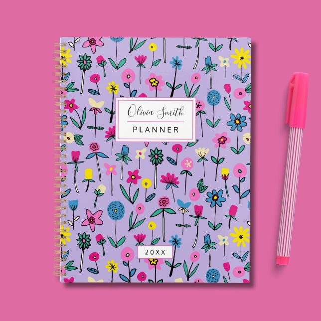 Agenda Pradera floral de flores silvestres dibujadas a ma (Wildflower hand drawn floral planner)